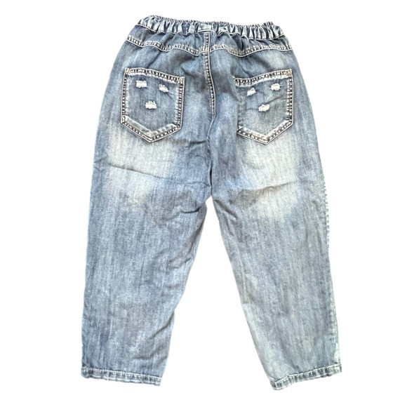 Aitailan Embroidered Flowers Loose Nine Points Jeans - M - Picture 5 of 9